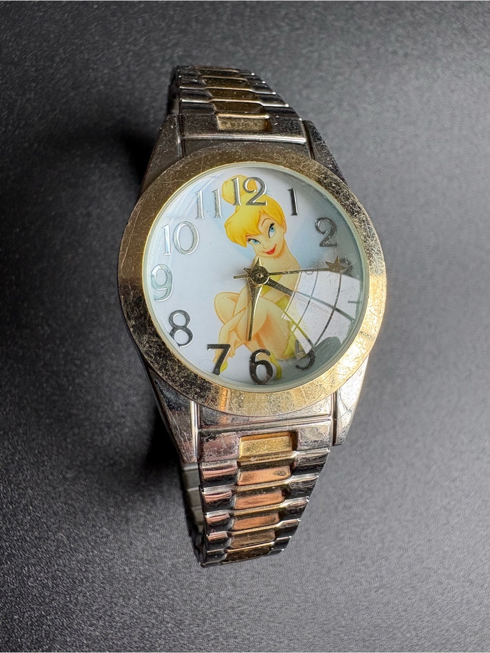 Tinker Bell Woman’s Vintage Two-Tone Character Watch - Silver & Gold